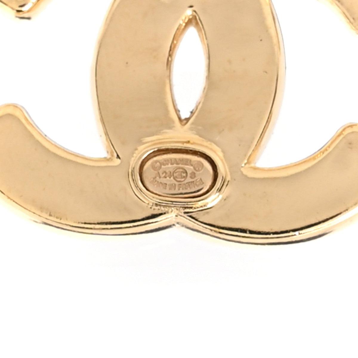 Metal Mirror CC Clover Earrings Gold Pink
