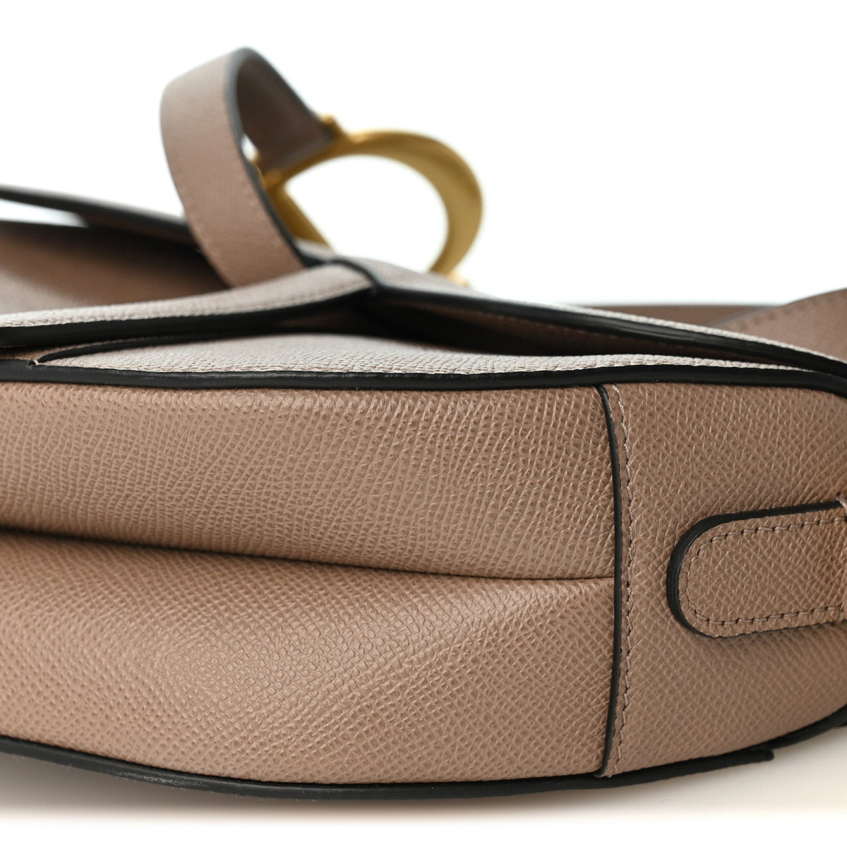 Christian Dior Grained Calfskin Saddle Bag Warm Taupe