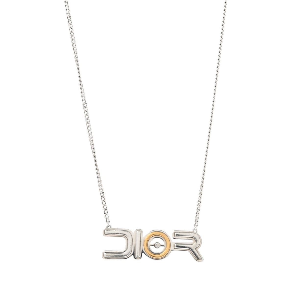 Christian DiorX SORAYAMA Metal Logo Necklace Silver Gold