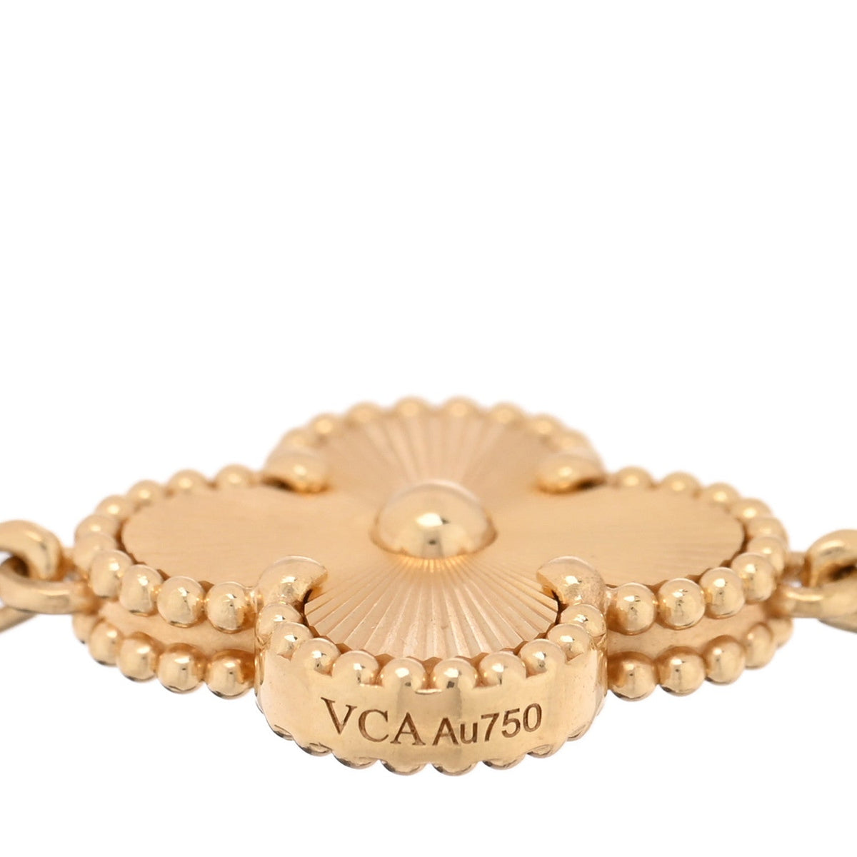 Van Cleef & Arpels 18K Yellow Gold Diamond 5 Motifs Guilloche Vintage Alhambra Bracelet
