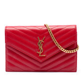 Classic Monogram Wallet on Chain Matelasse Chevron Leather Small