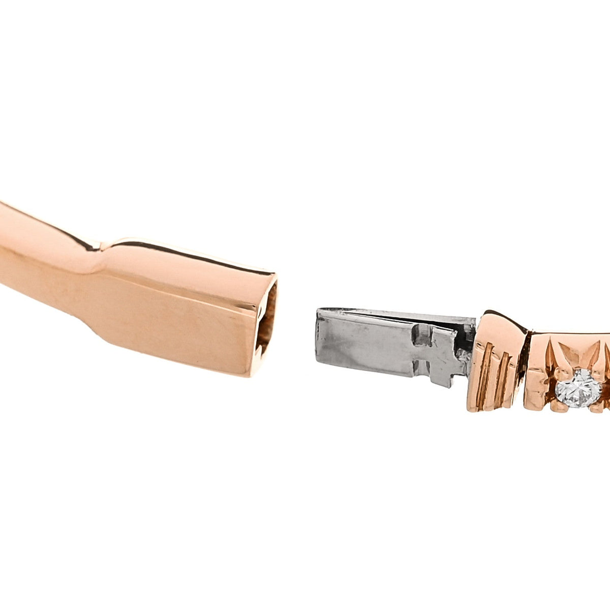 18K Rose Gold Diamond Metro Hinged Bangle Bracelet