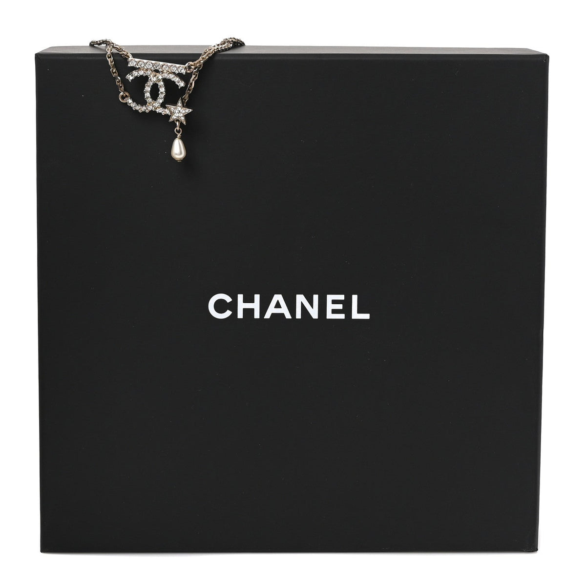 Chanel Metal Pearl Crystal CC Star Choker Necklace Gold