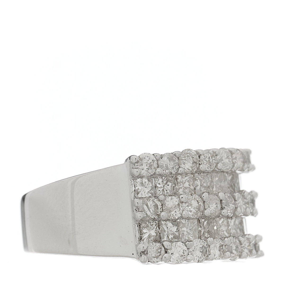 Parker & West by FASHIONPHILE14K White Gold Diamond 1.71ctw Five Row Round Princess Cut Band Ring 54 7