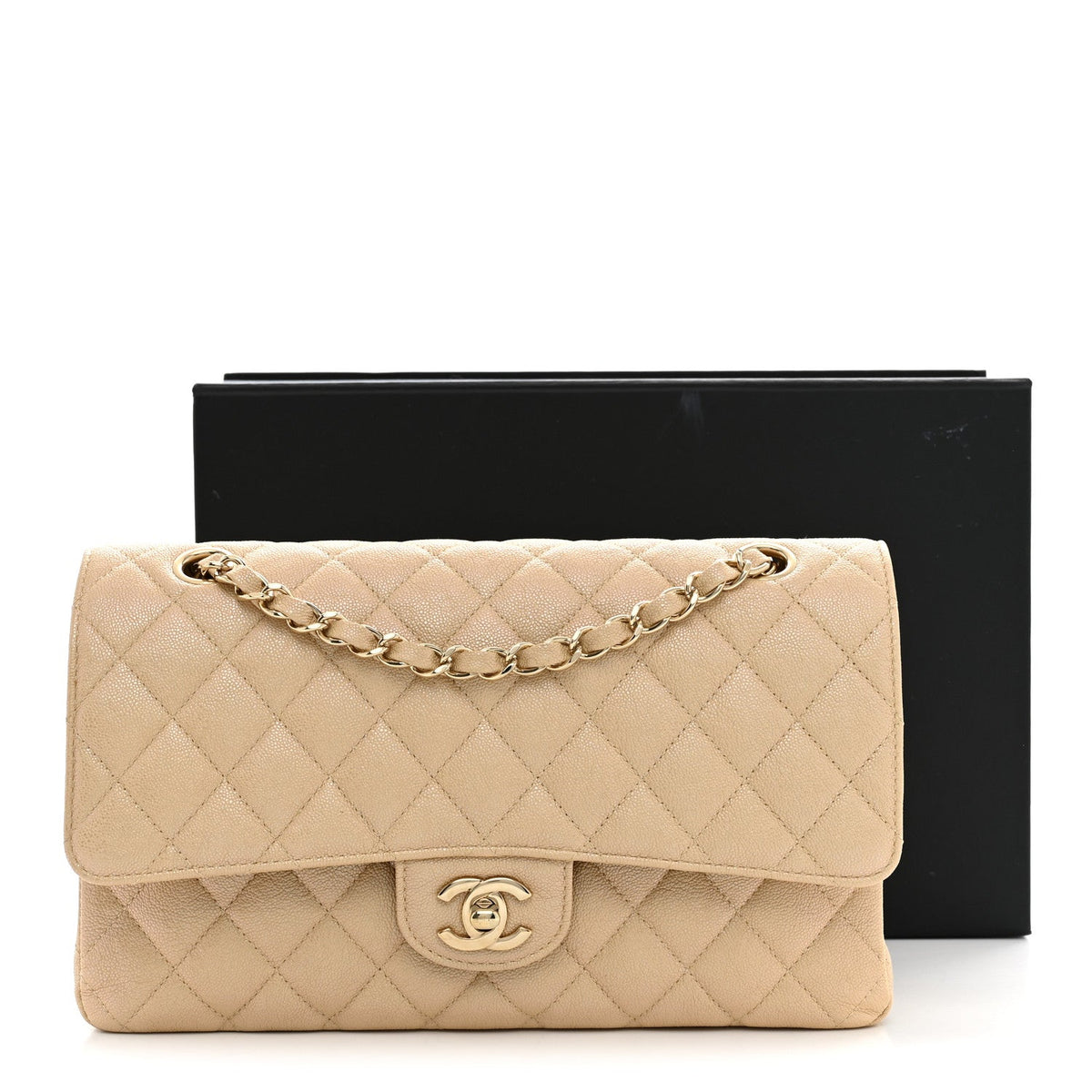 Chanel Iridescent Caviar Medium Double Flap Bag Beige 1985123