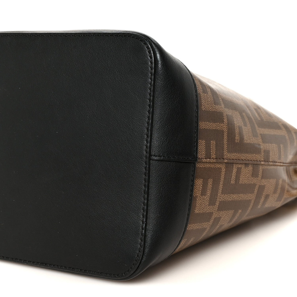 Fendi Glazed Fabric Vitello Mon Tresor Grande Mogano Panna Black