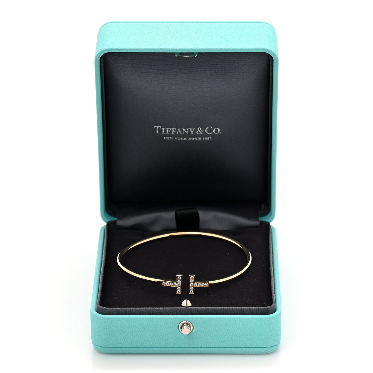 Tiffany 18K Yellow Gold Diamond T Wire Bracelet
