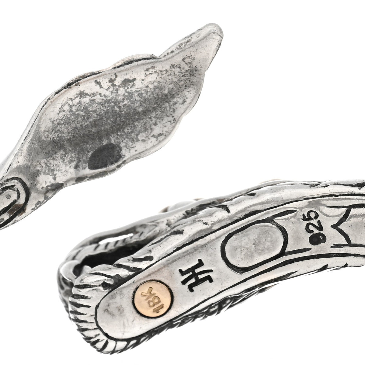 John Hardy Sterling Silver 18K Yellow Gold Legends Naga Dragon Bypass Cuff Bracelet