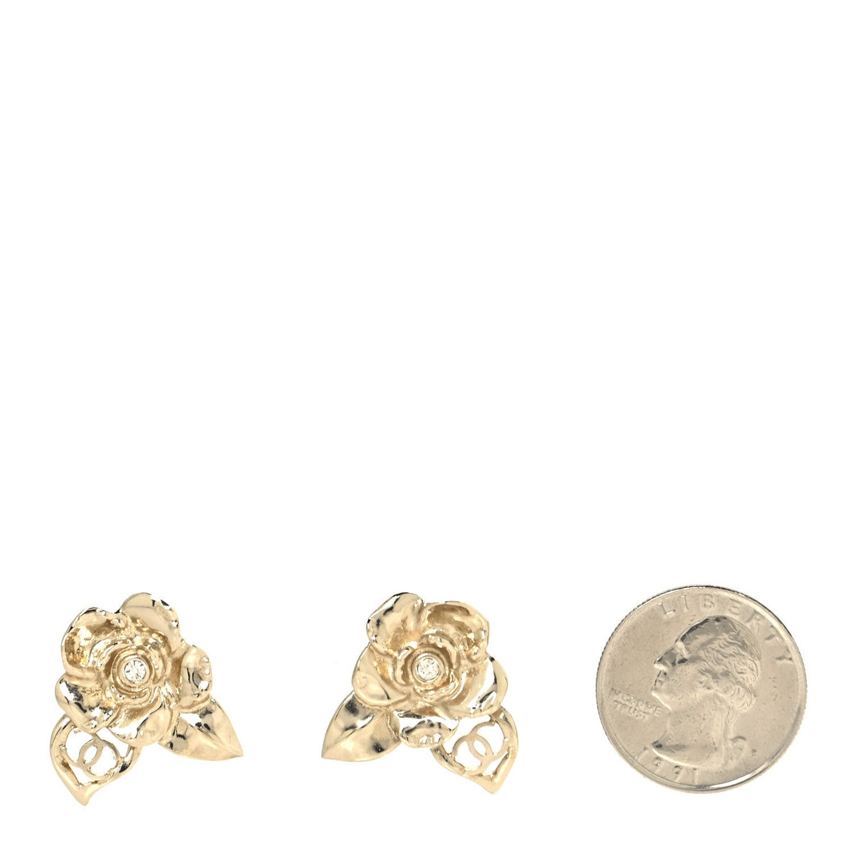 Crystal CC Camelia Earrings Gold