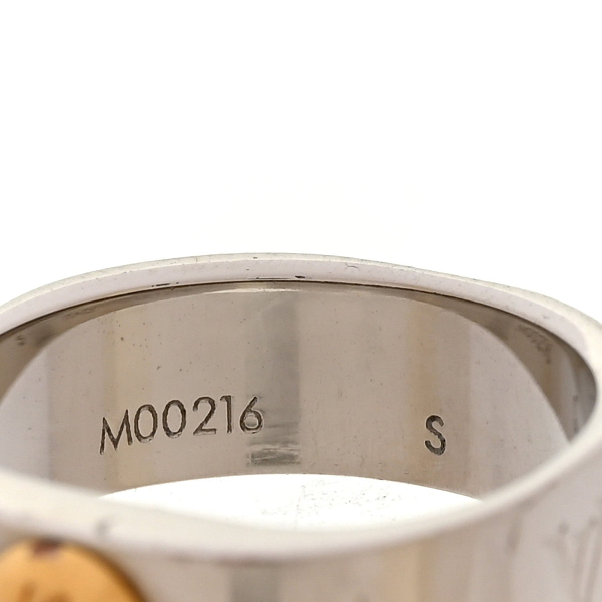 Louis Vuitton Brass Monogram Engraved Nanogram Ring S Palladium
