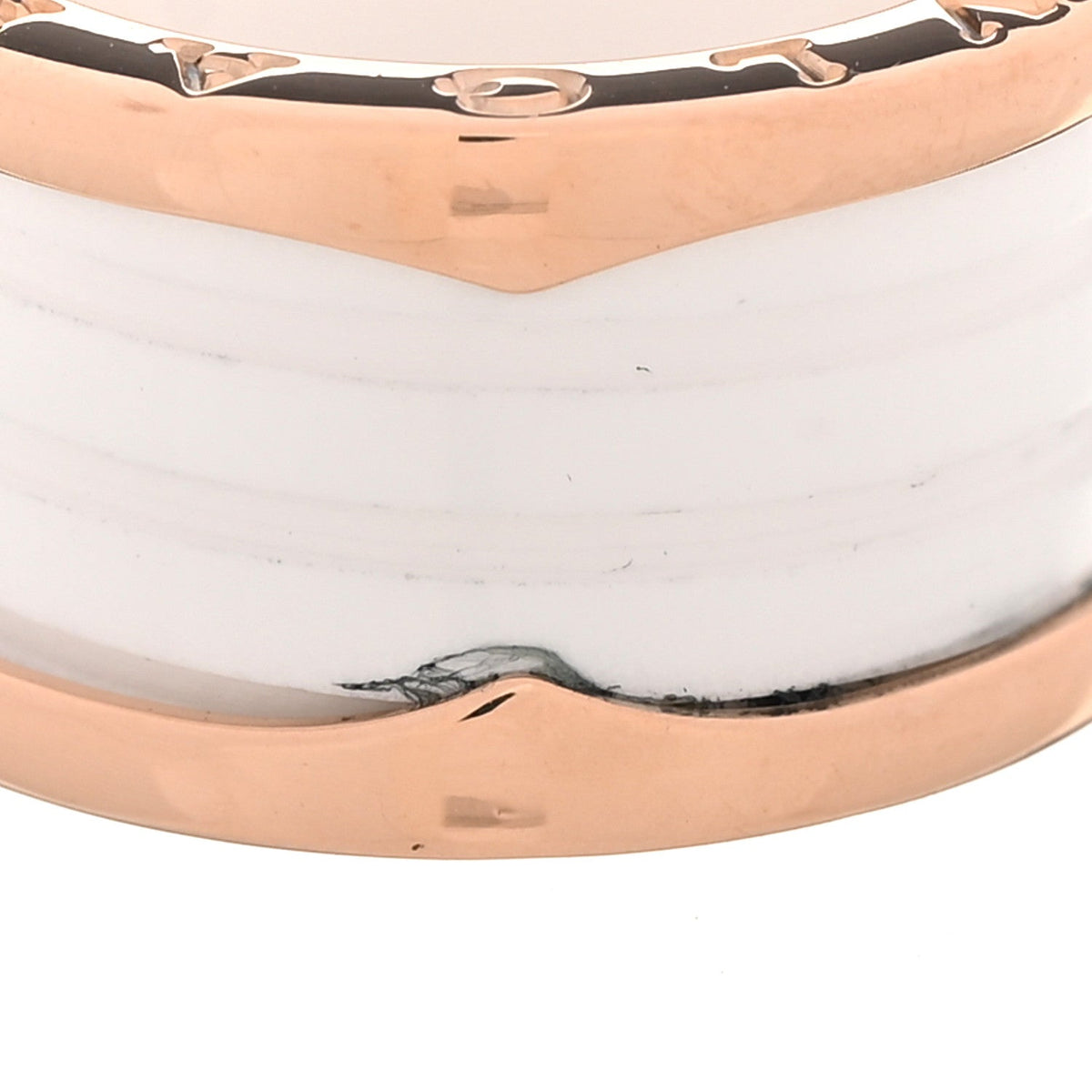 Bulgari 18K Rose Gold White Ceramic B.Zero1 Four-Band Ring 53 6.5
