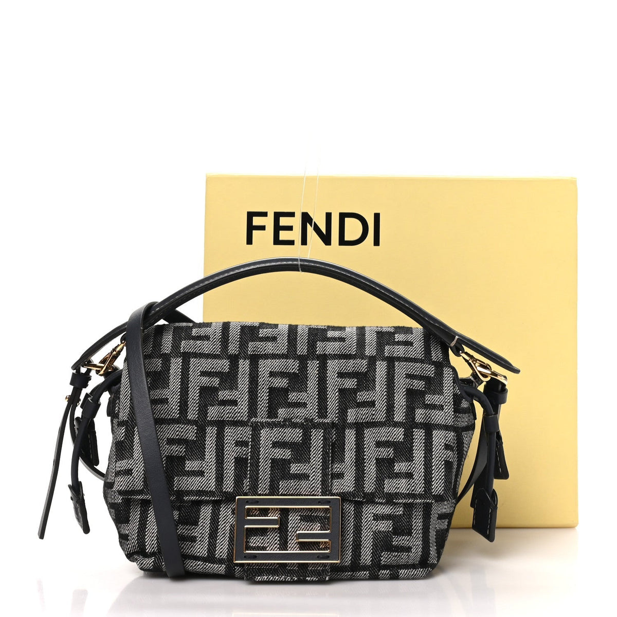 Fendi Denim Small Mamma Baguette Dark Blue