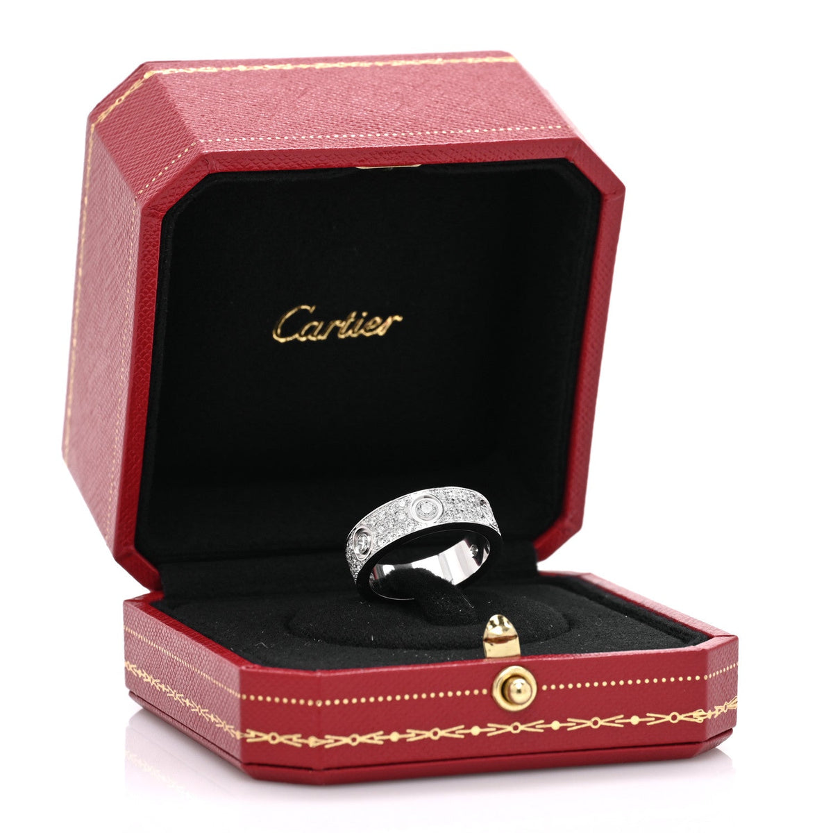 18K White Gold Diamond LOVE Paved Ring 57 8