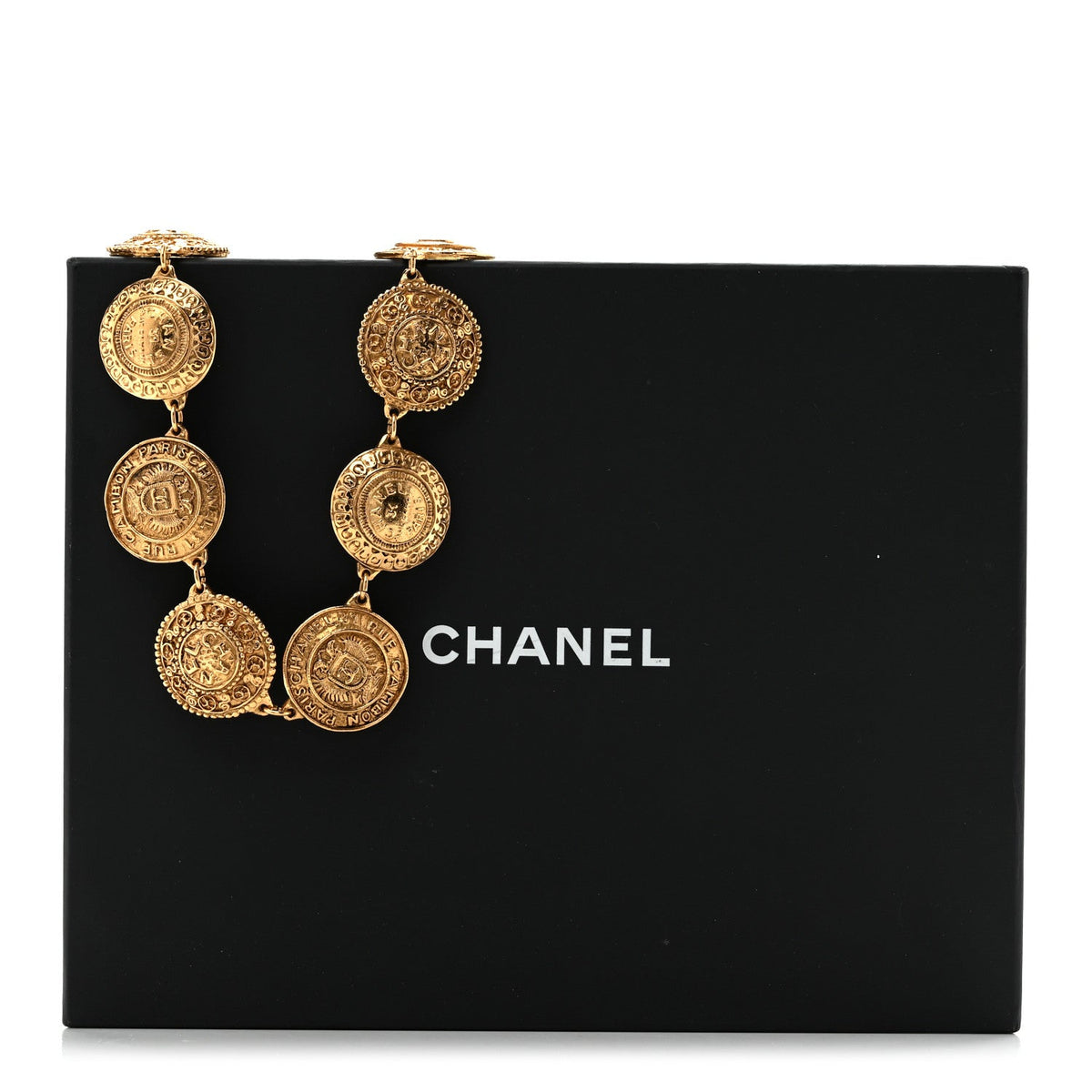 Chanel Metal CC Medallion Necklace Gold