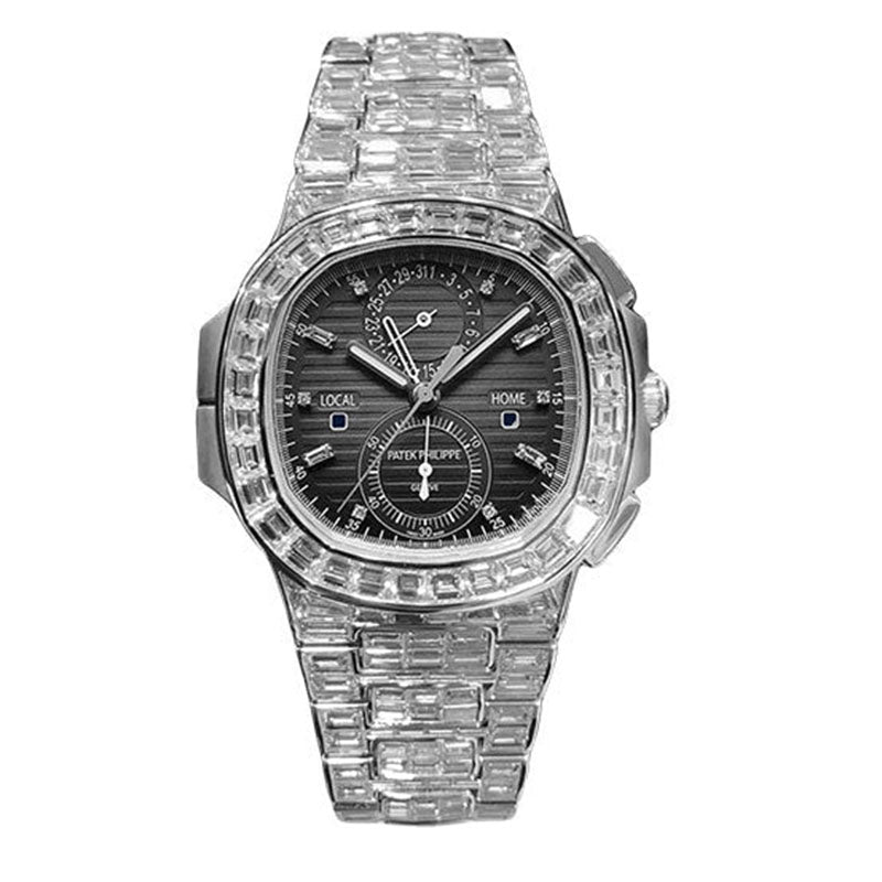 P. Philippe Nautilus Travel Time Chronograph - White Gold Diamond Case - 5990/1400G-001