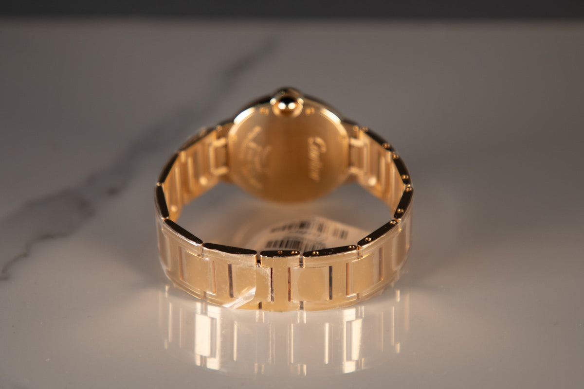 Cartier Ballon Bleu 36 mm Yellow Gold Silver Dial Bracelet WGBB0046