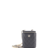Vertical Classic Vanity Case with Chain Quilted Caviar Mini