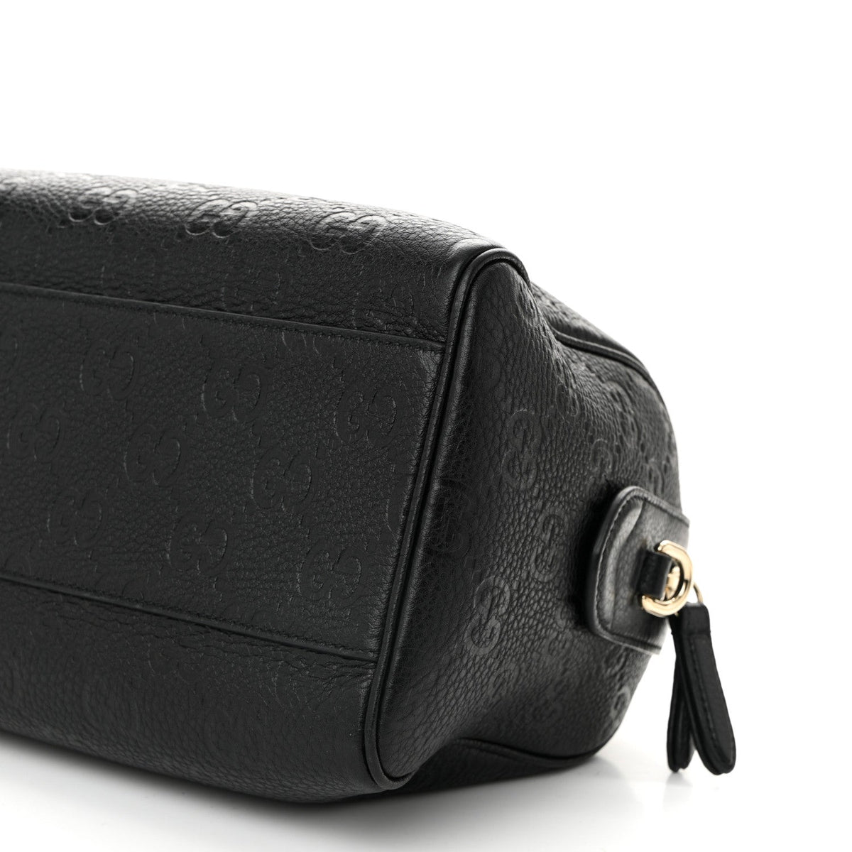 Gucci Calfskin GG Emblem Small Top Handle Bag Black