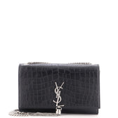 Classic Monogram Tassel Crossbody Bag Crocodile Embossed Leather Medium