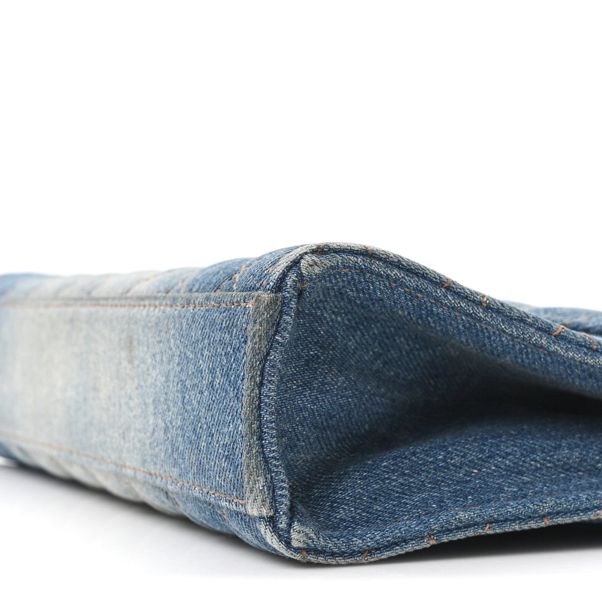 Saint Laurent Denim Mixed Matelasse Triquilt Medium Envelope Satchel Blue