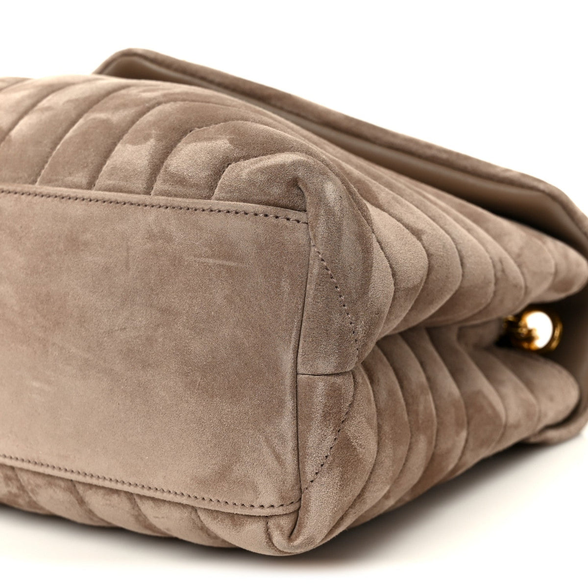 Saint Laurent Suede Y Quilted Medium Loulou Chain Satchel Taupe