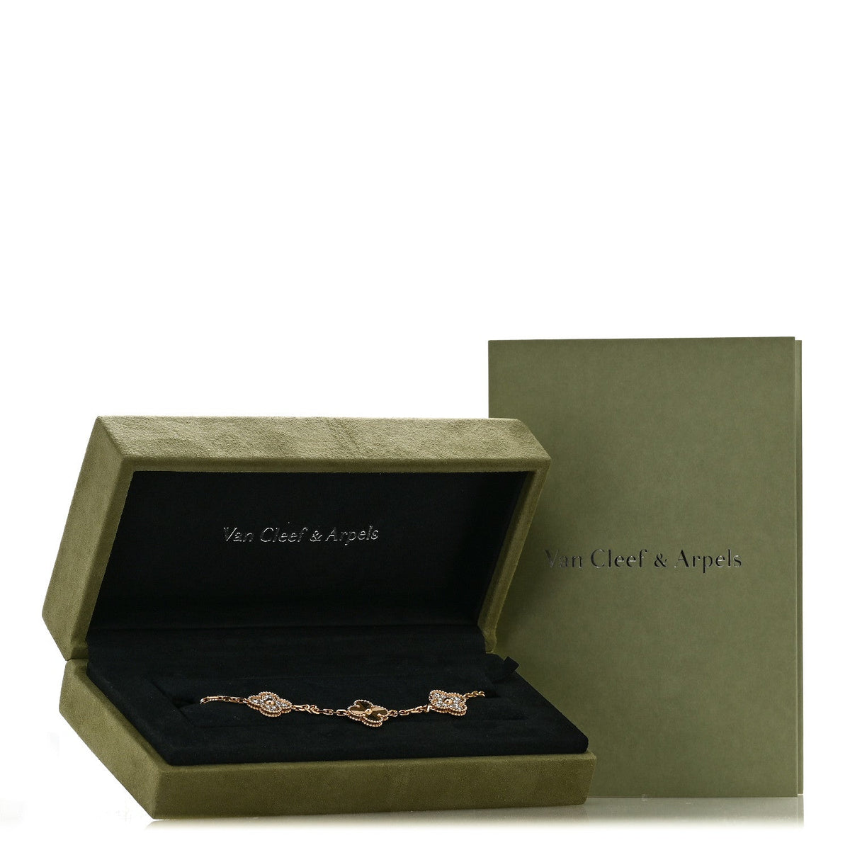 Van Cleef & Arpels 18K Yellow Gold Diamond Guilloche Bracelet