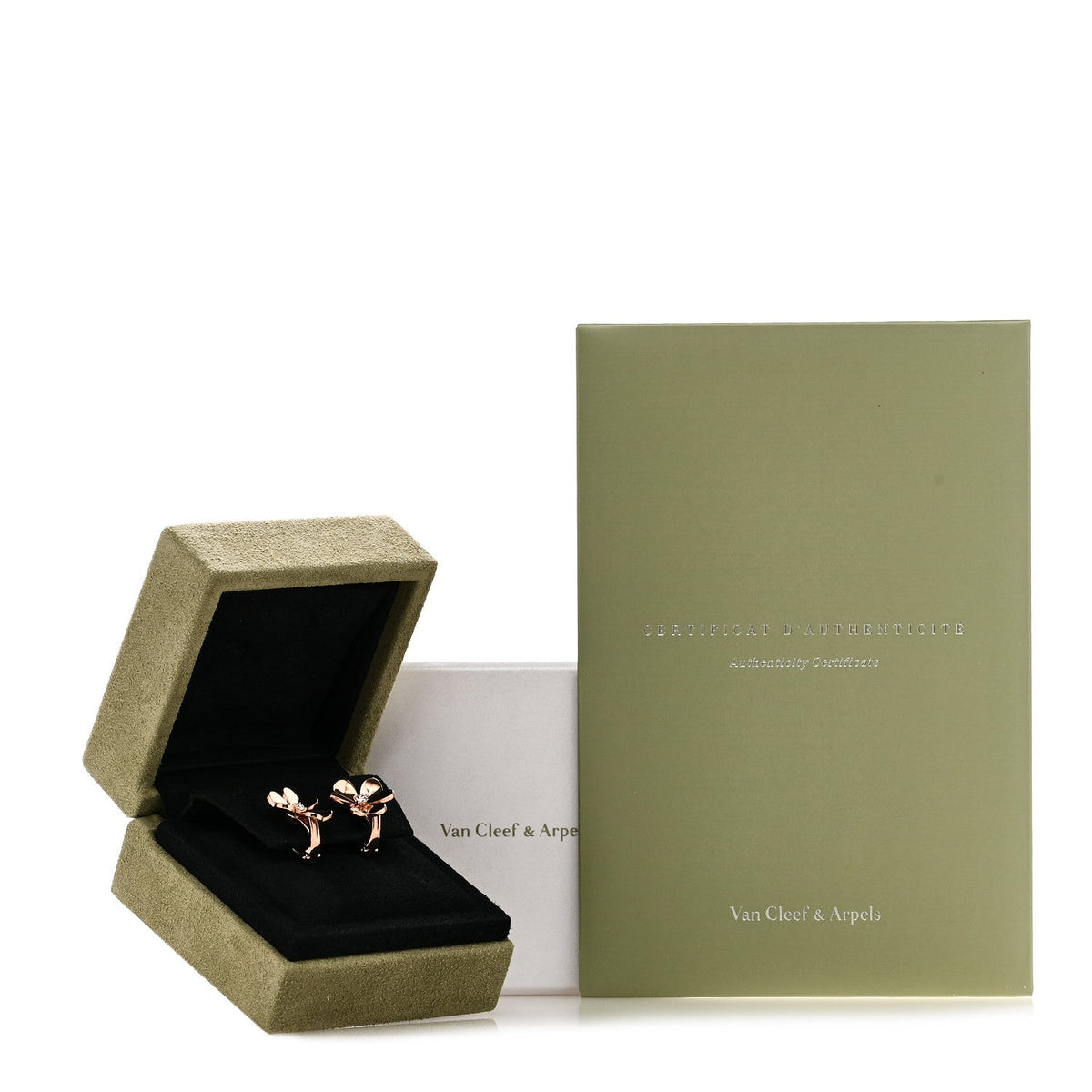 Van Cleef & Arpels 18K Rose Gold Diamond Small Frivole Earrings