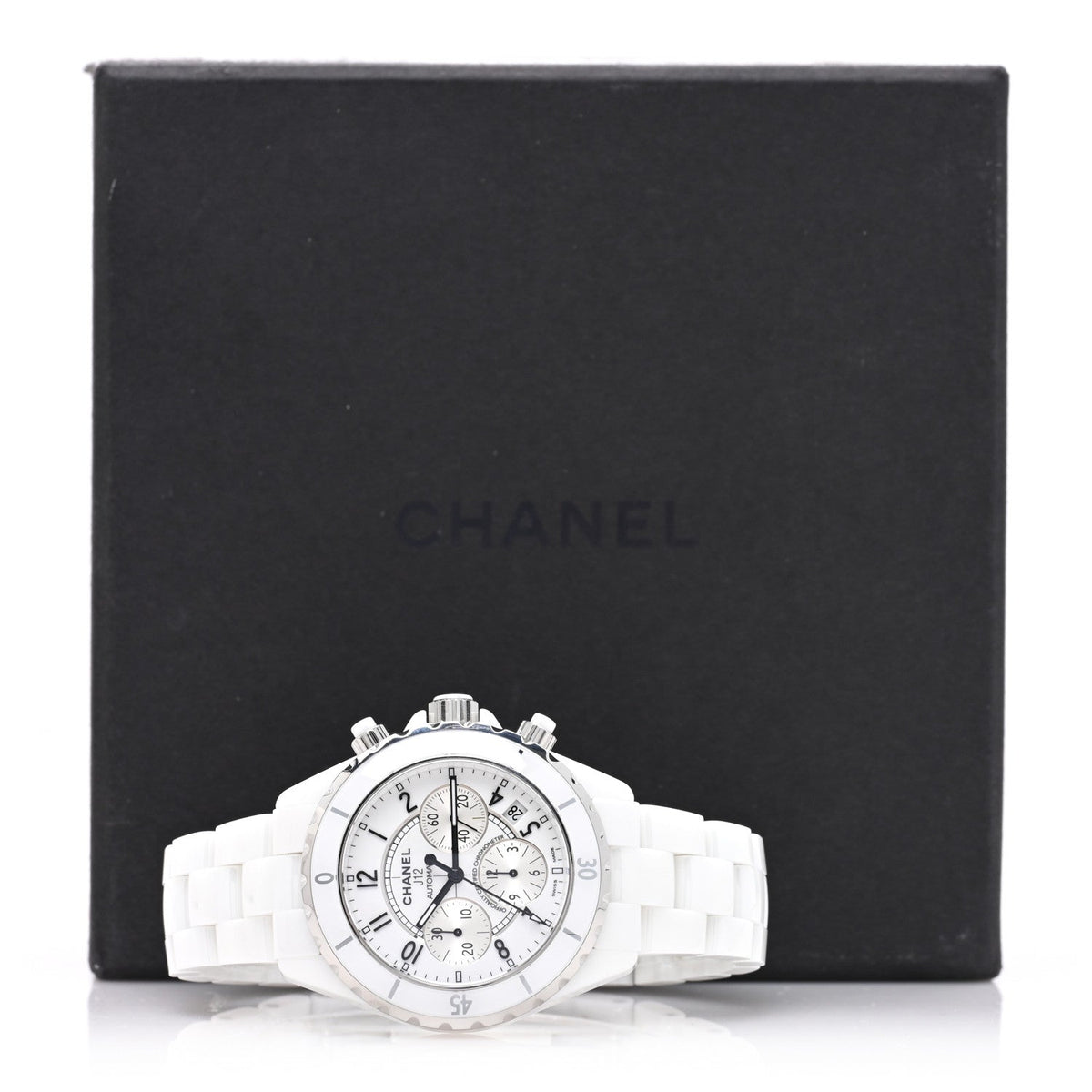 Chanel Stainless Steel Ceramic 41mm J12 Chronograph Automatic Watch White 1945373