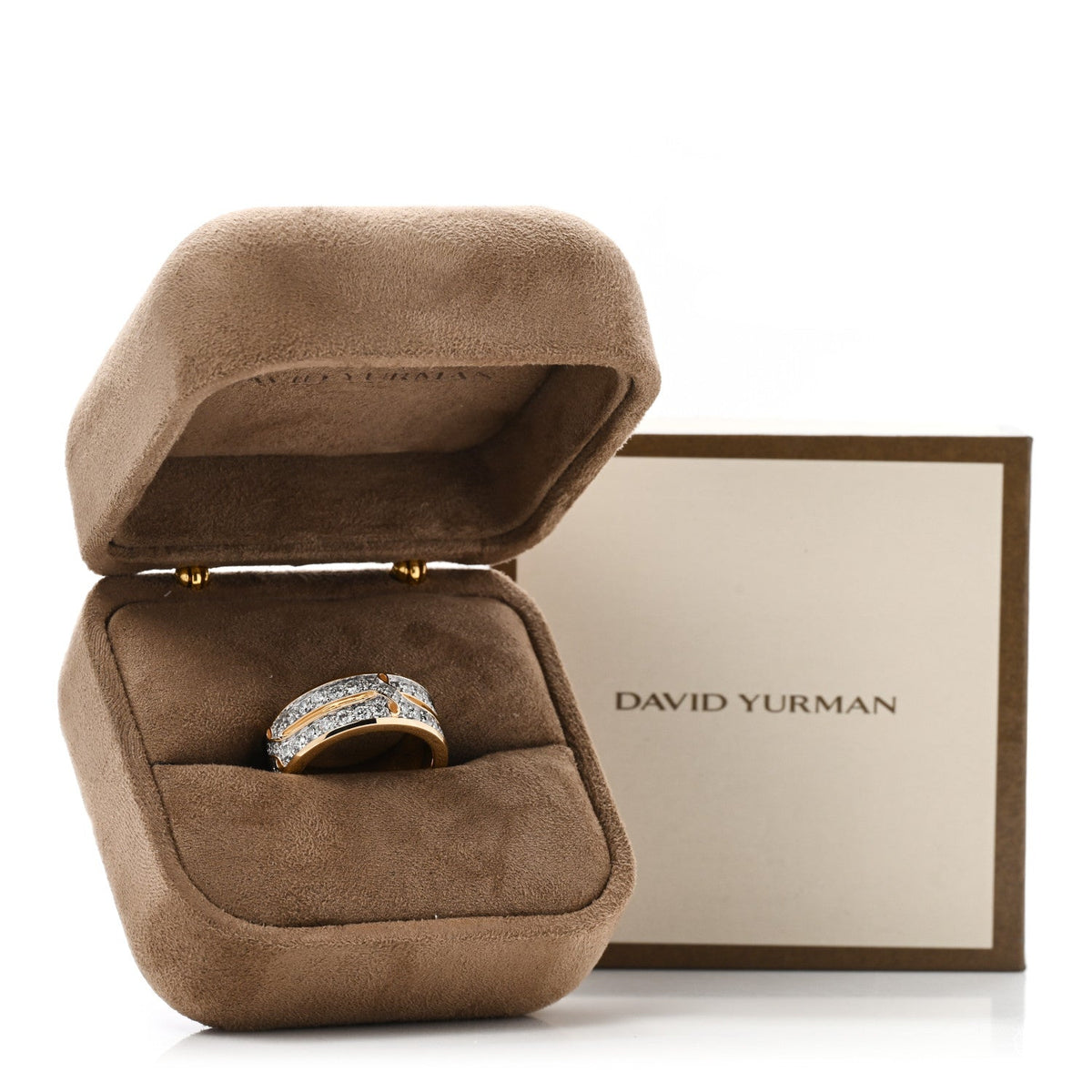 David Yurman 18K Yellow Gold Diamond 8mm Armory Band Ring 57 8