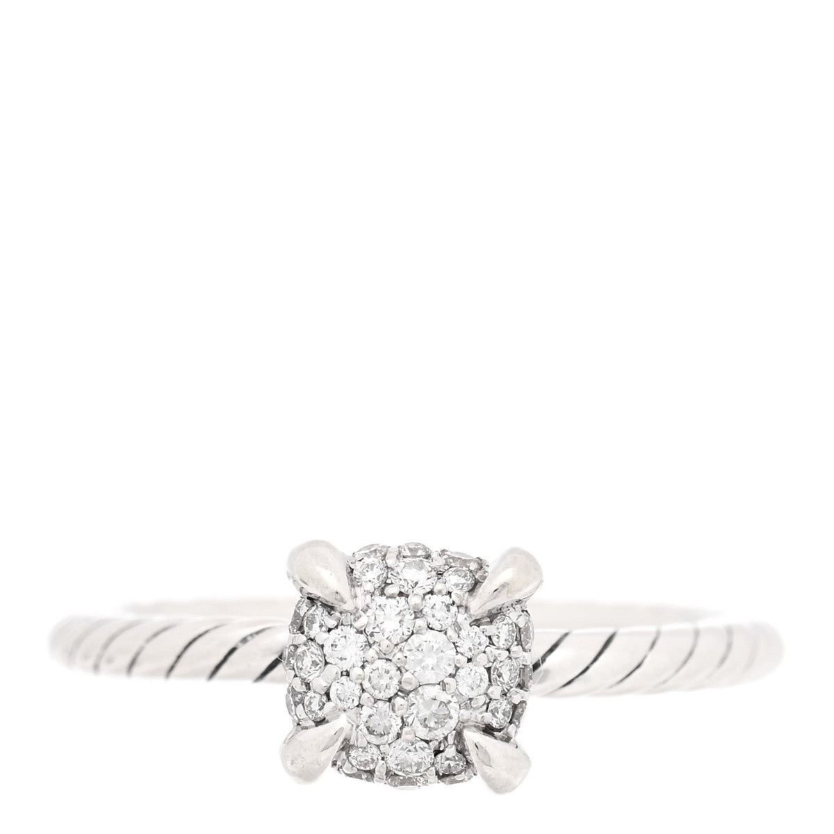 Sterling Silver Diamond 7mm Petite Chatelaine Pave Ring 51 5.75