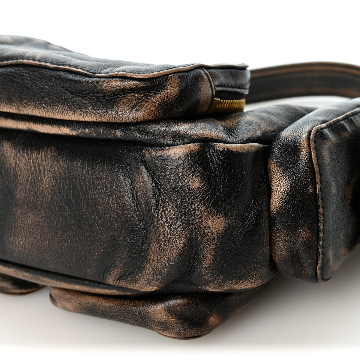 Miu Miu Distressed Nappa Pocket Bag Sand Coffee