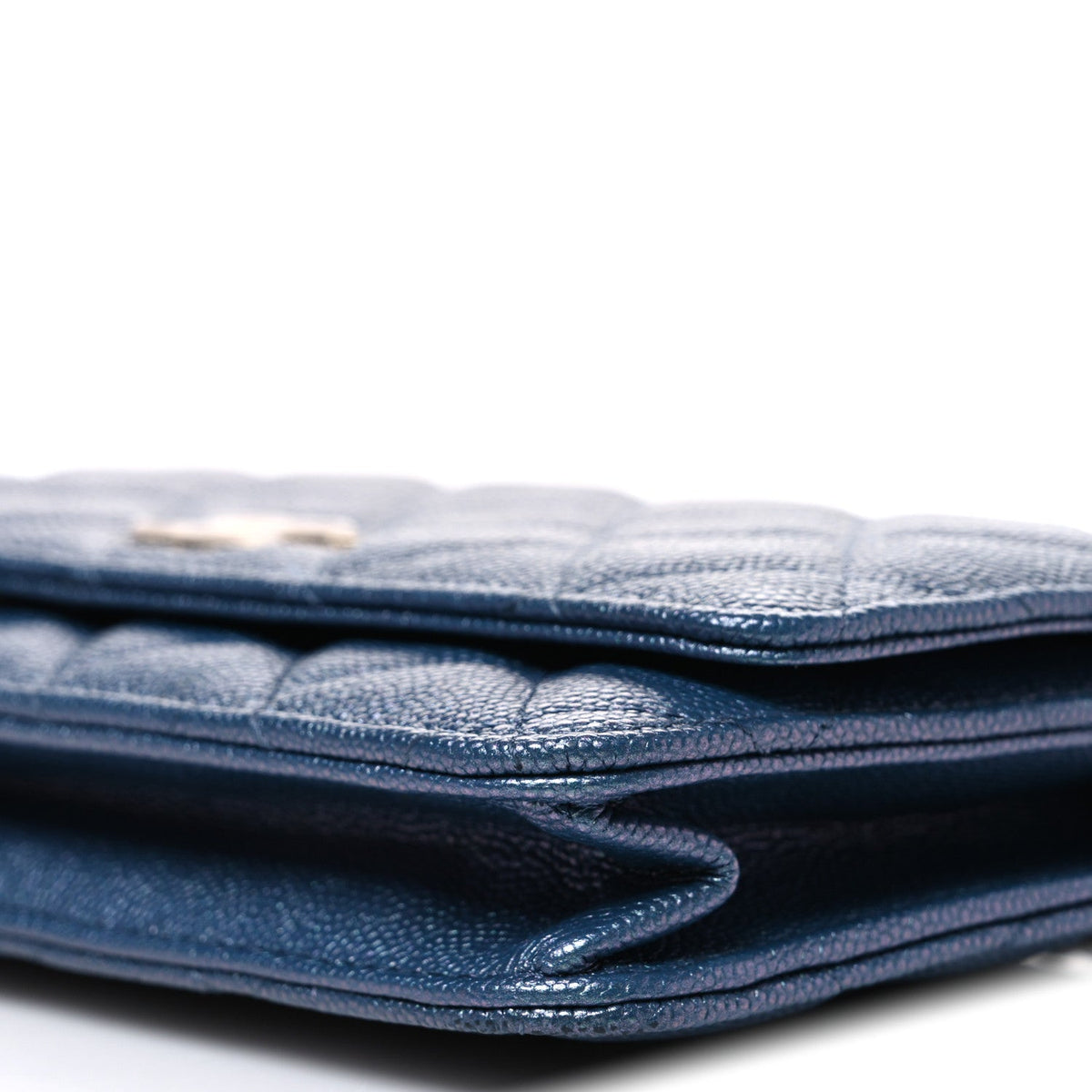 Chanel Iridescent Caviar Quilted Wallet on Chain Dark Blue