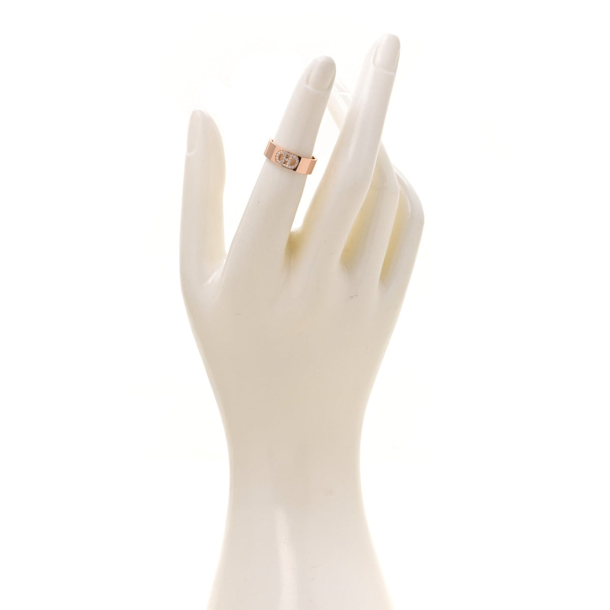 18K Rose Gold Diamond PM H D'Ancre Ring 49 5