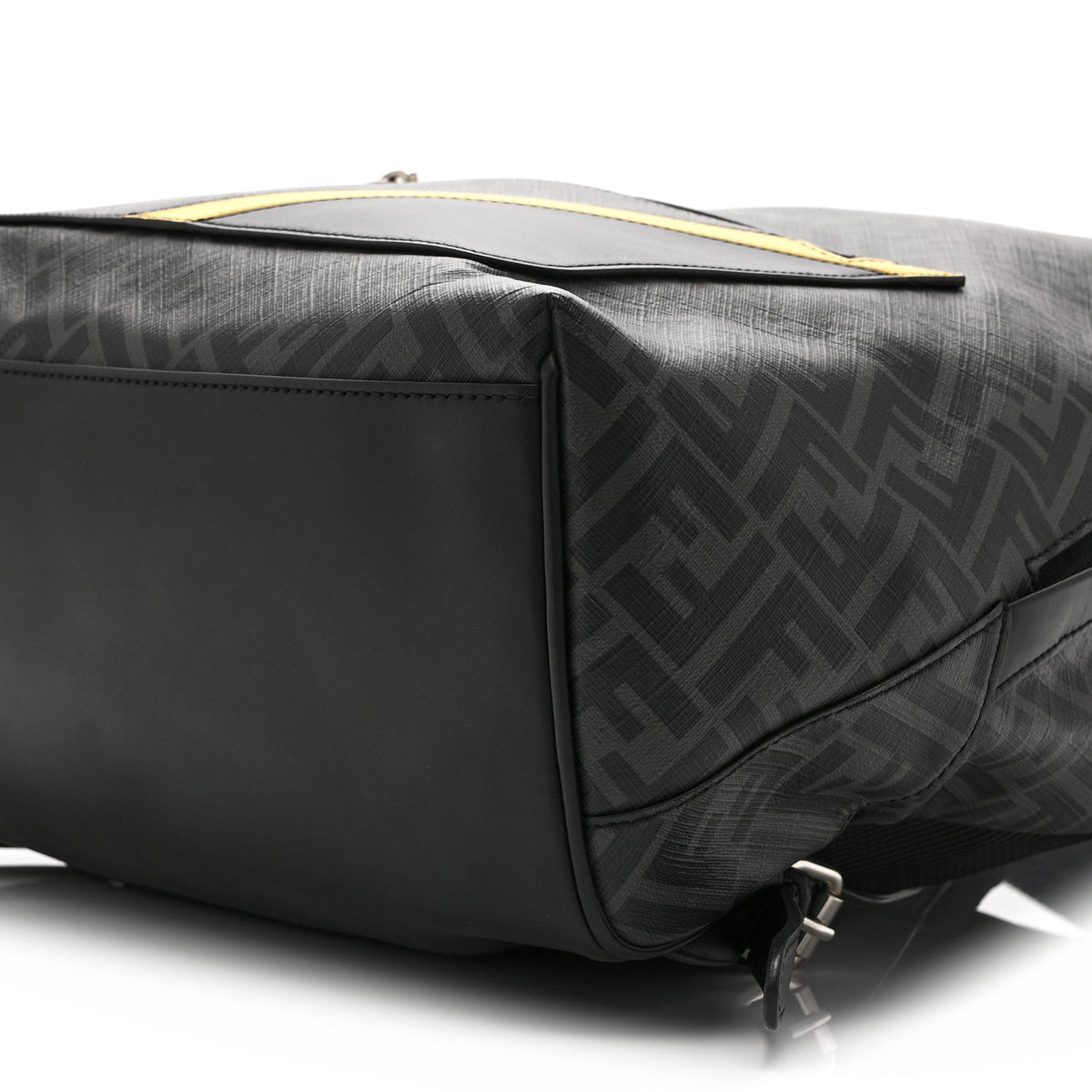 Fendi Glazed Fabric Vitello King FF 1974 Medium Chiodo Backpack Black Sunflower