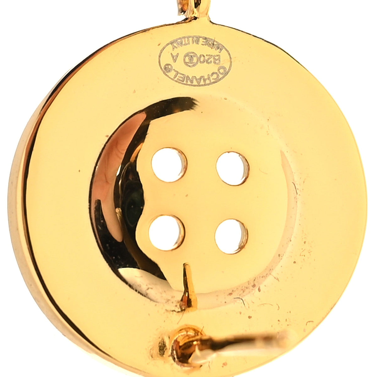 Chanel Metal Large Paris Button Earrings Gold