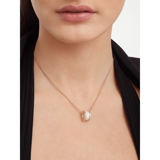 18K Rose Gold White Ceramic B.zero1 Necklace