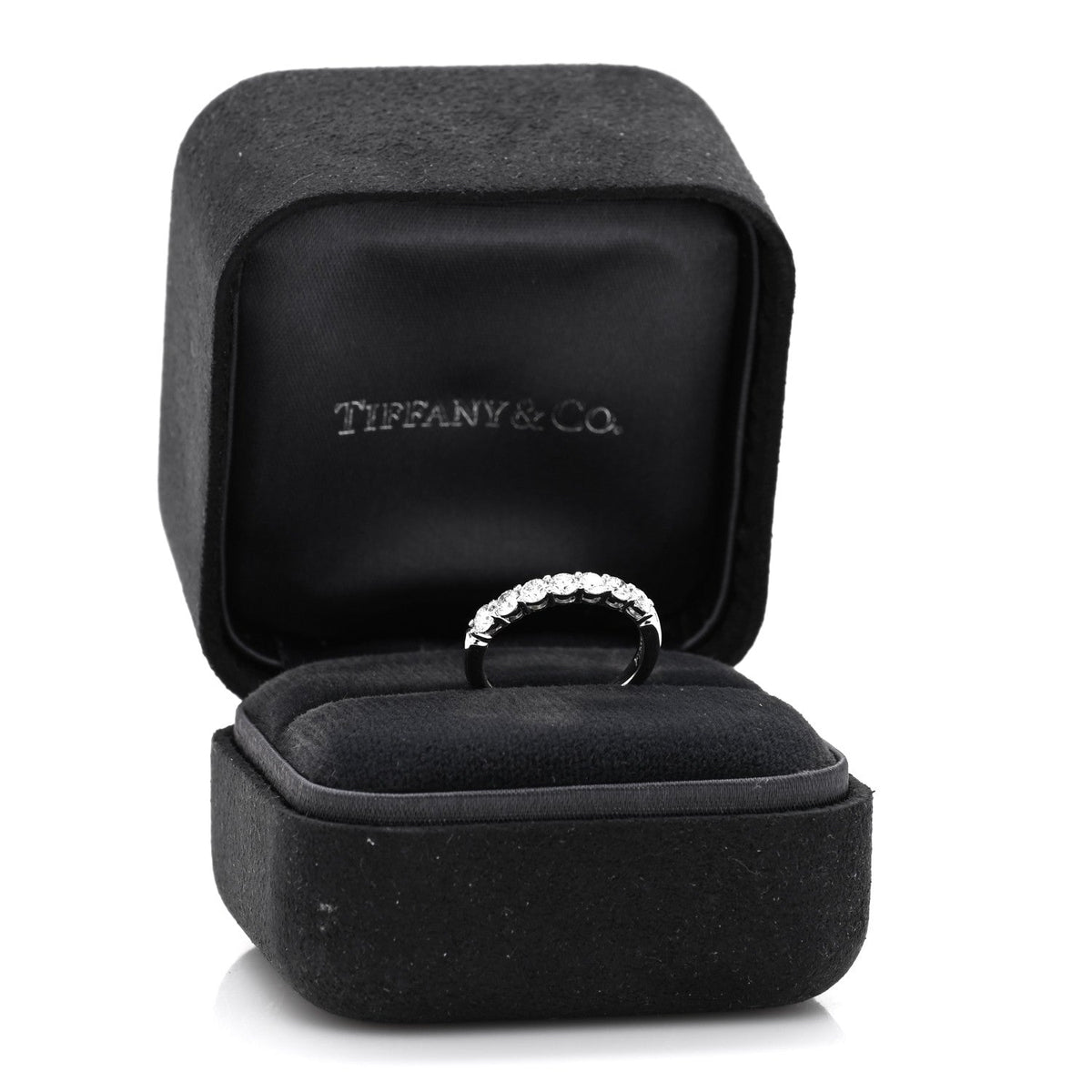 Tiffany Platinum Diamond 3mm Forever Half Circle Band Ring 50 5.25
