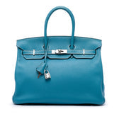 Birkin Handbag Blue Togo with Palladium Hardware 35