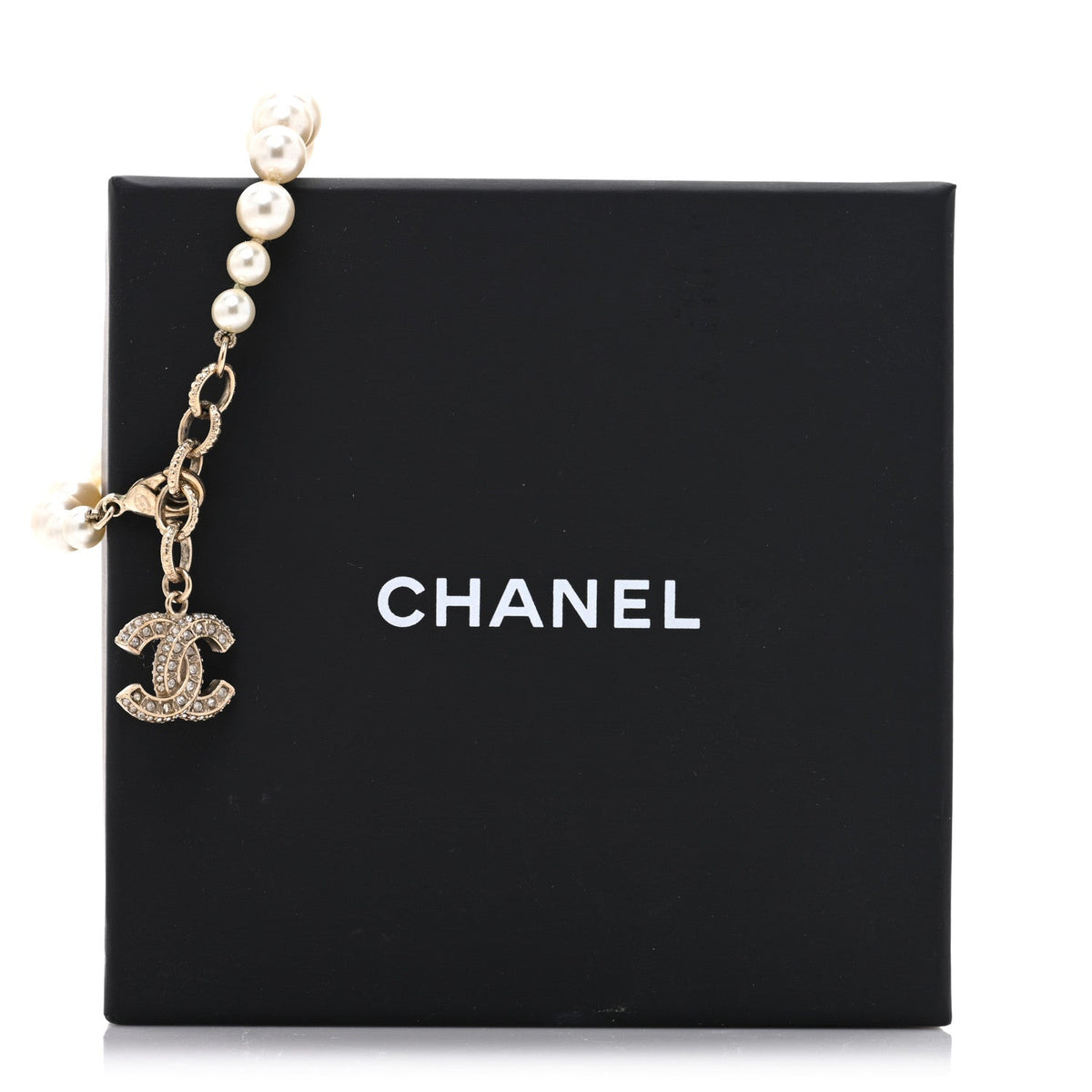 Chanel Graduated Pearl Crystal CC Bracelet Gold
