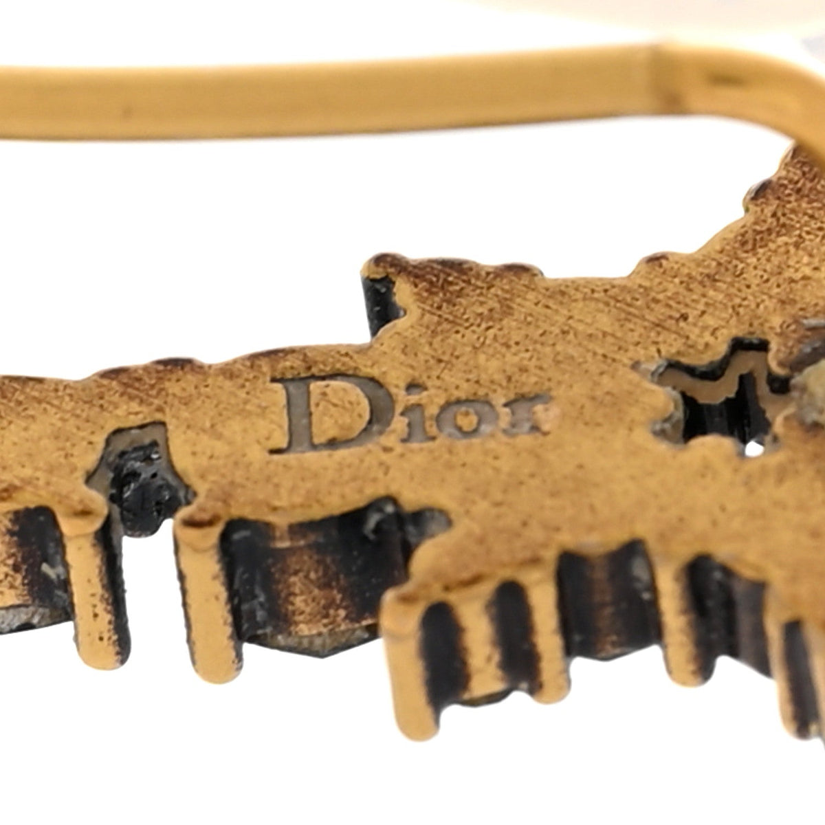 Christian DiorCrystal Bee Star Tribal Earrings Aged Gold