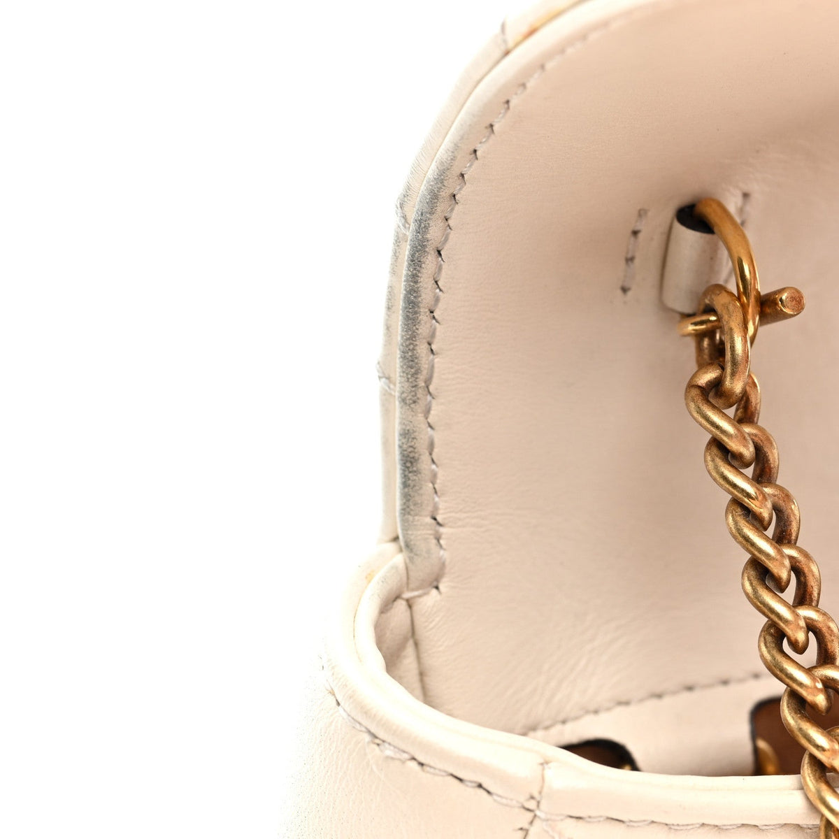Gucci Calfskin Matelasse Super Mini GG Marmont Shoulder Bag White