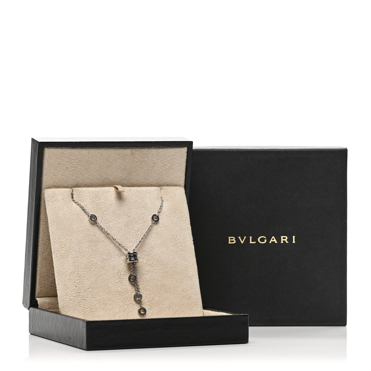 Bulgari 18K White Gold B.Zero1 Drop Necklace