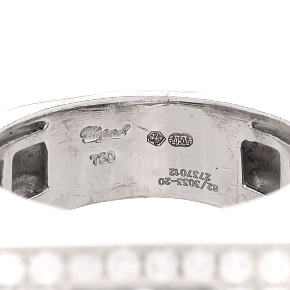 Chopard 18K White Gold Diamond Happy Diamond Signet Pave Ring