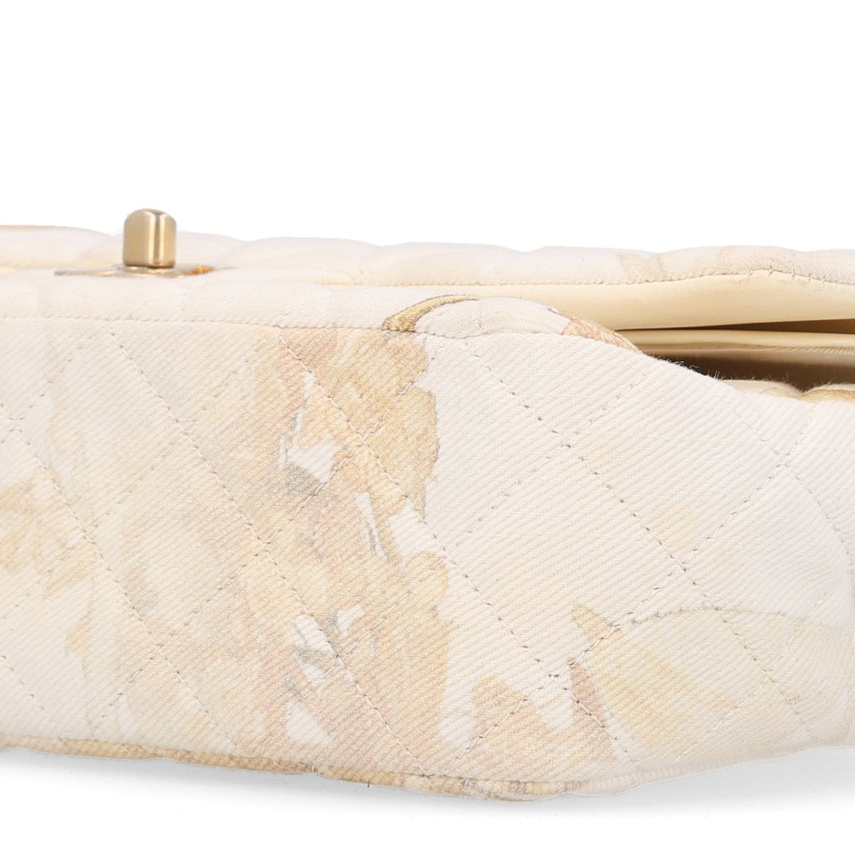 Chanel Denim Floral Printed Medium Double Flap Bag Beige