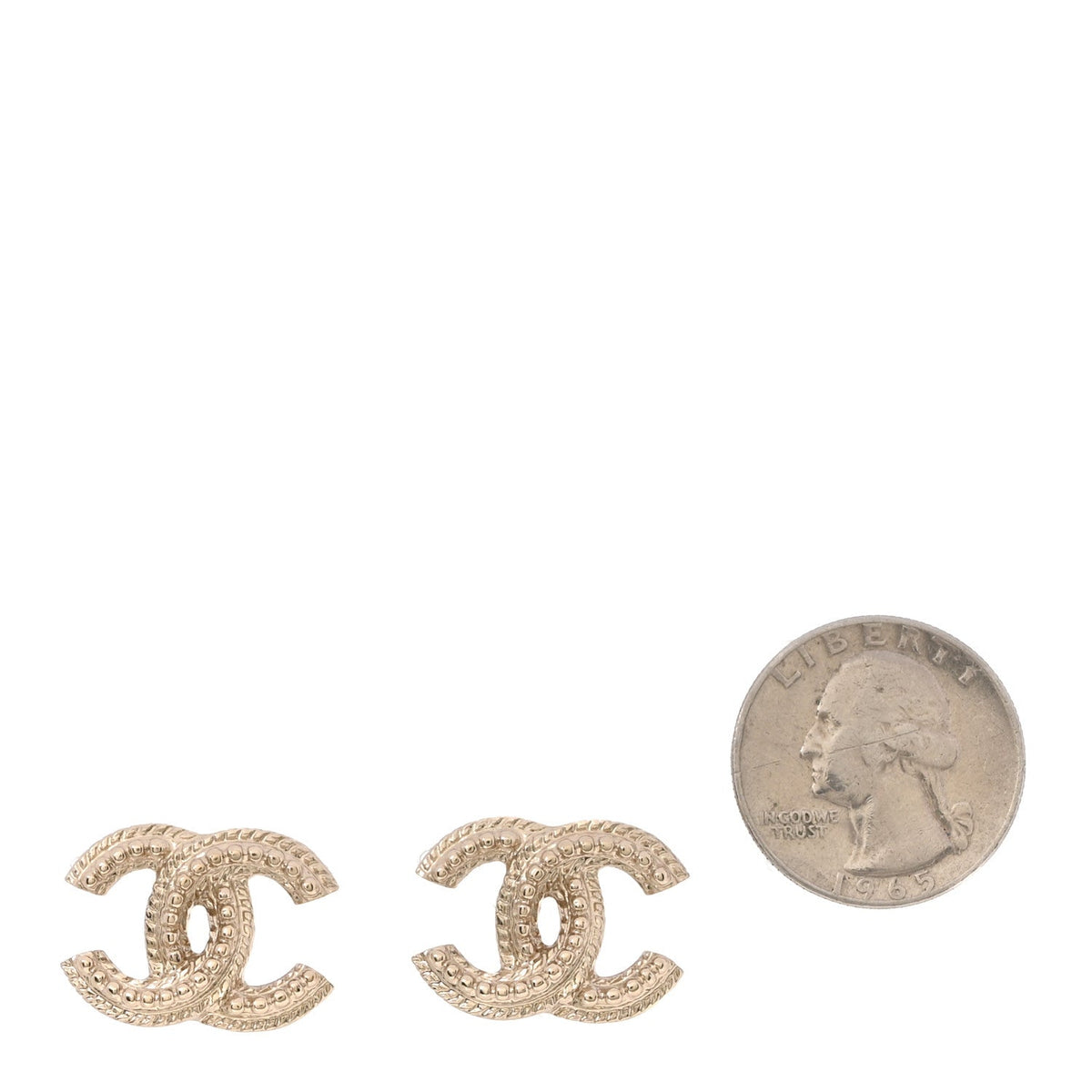 Metal Textured CC Earrings Gold