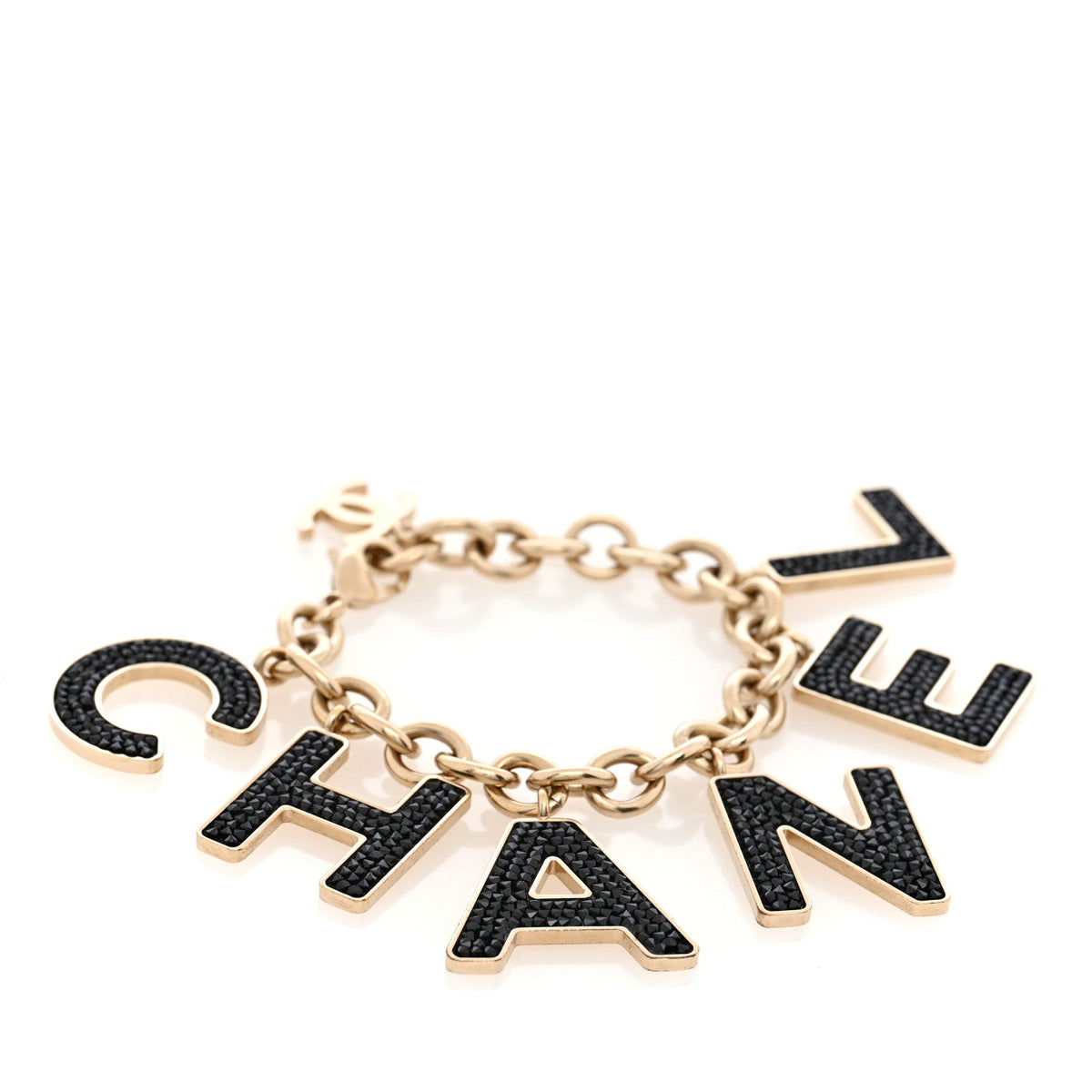 Crystal Logo Bracelet Black Gold