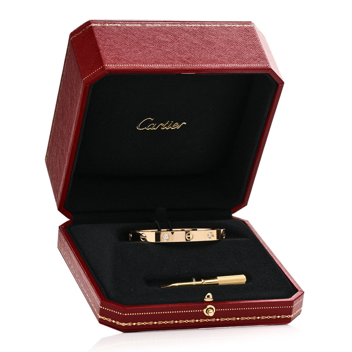 Cartier 18K Yellow Gold 4 Diamond LOVE Bracelet 16