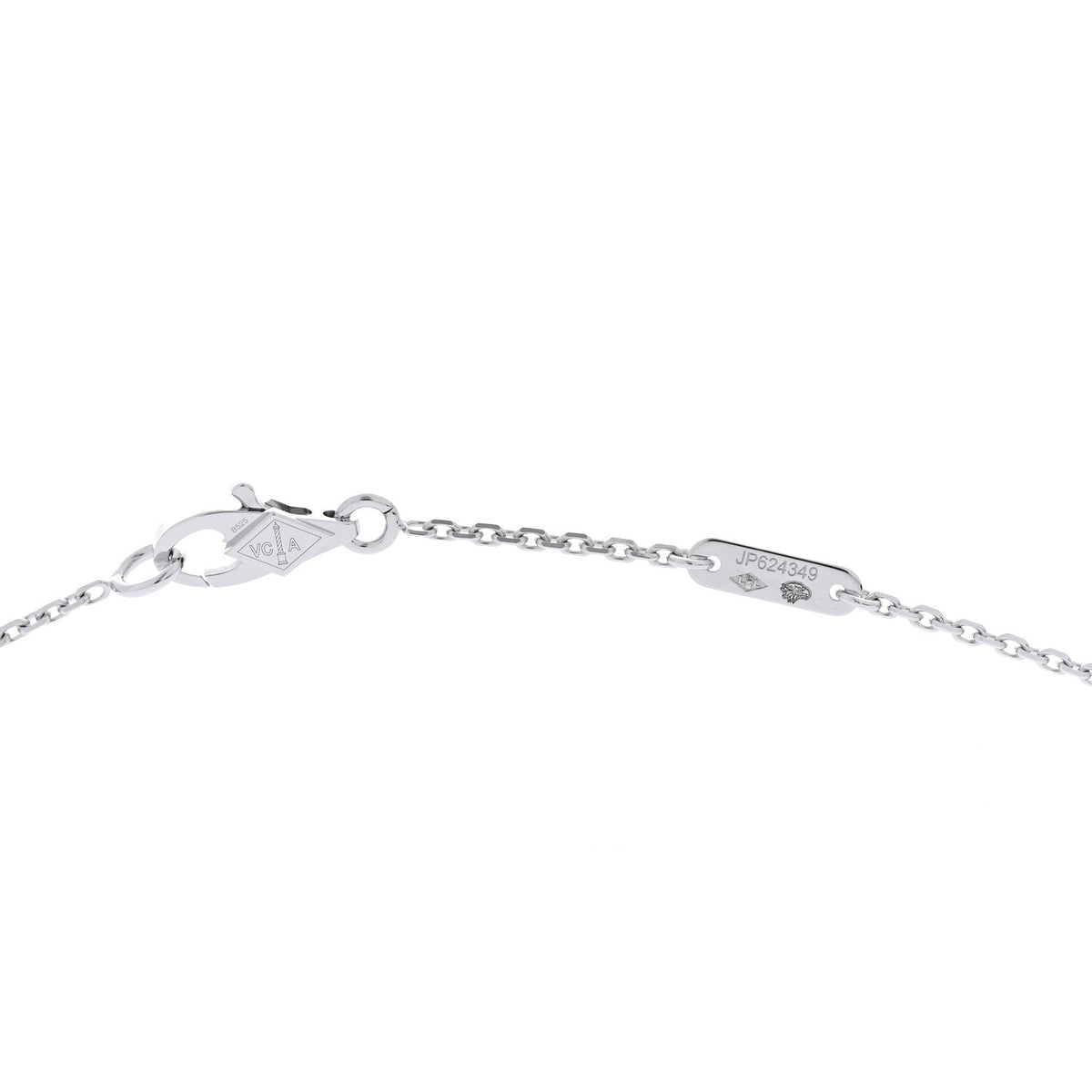 Van Cleef & Arpels 18K White Gold Diamond Sweet Alhambra Pendant Necklace