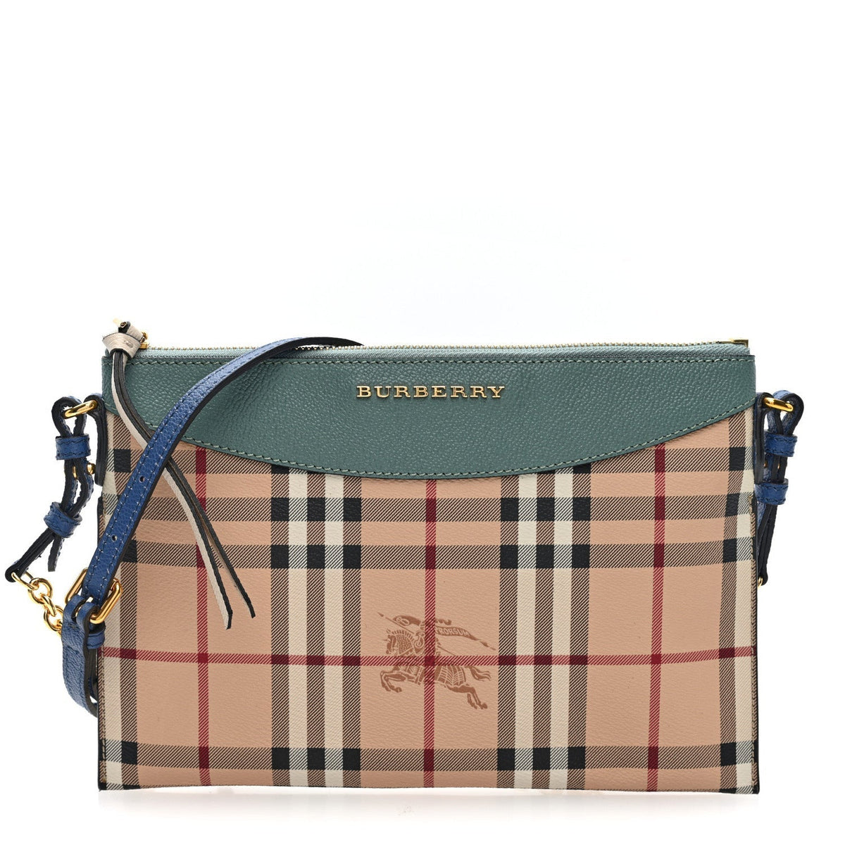 Burberry Haymarket Check Derby Peyton Crossbody Clutch Bag Eucalyptus Green