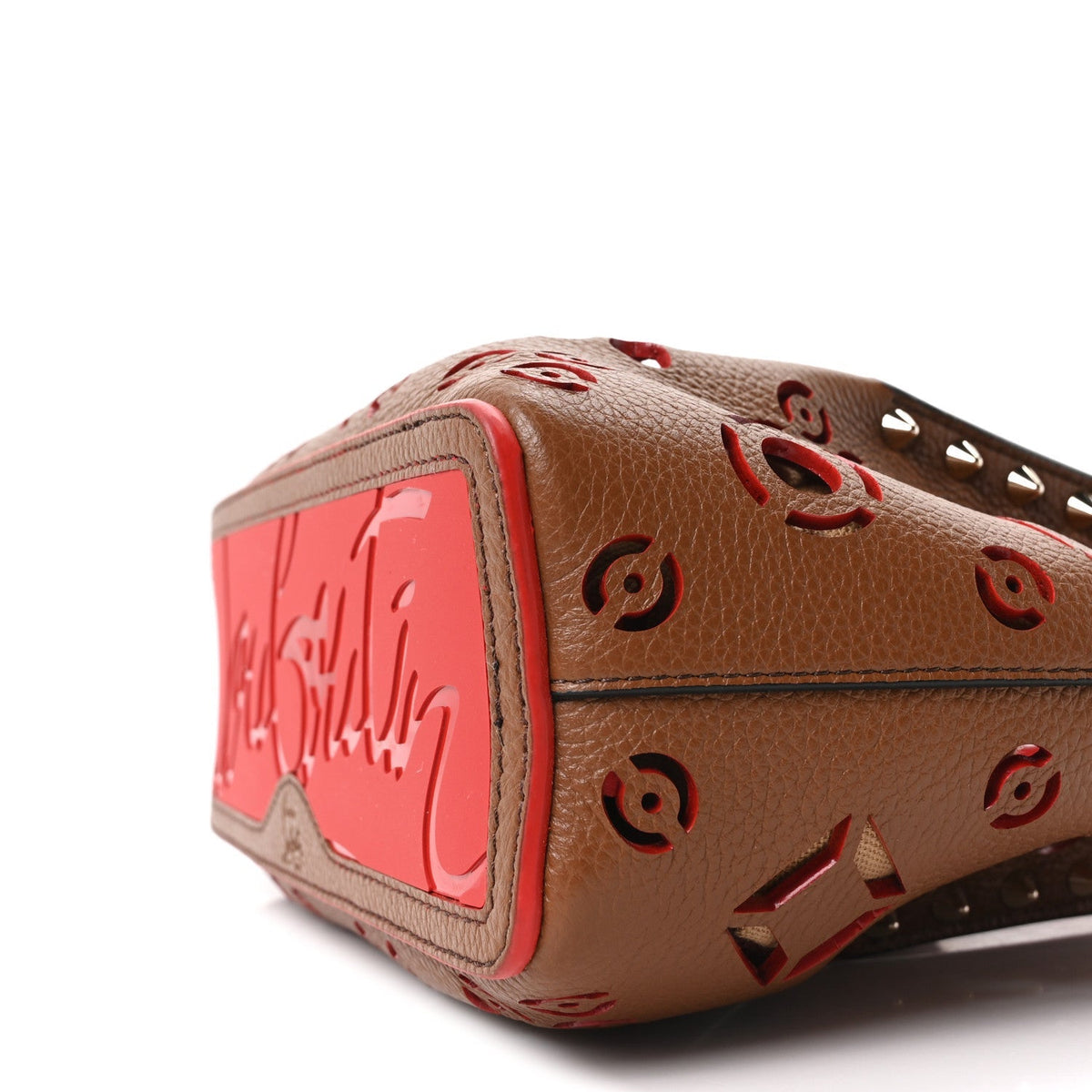 Christian Louboutin Calfskin Mini Cabarock Spikes Tote Biscotto